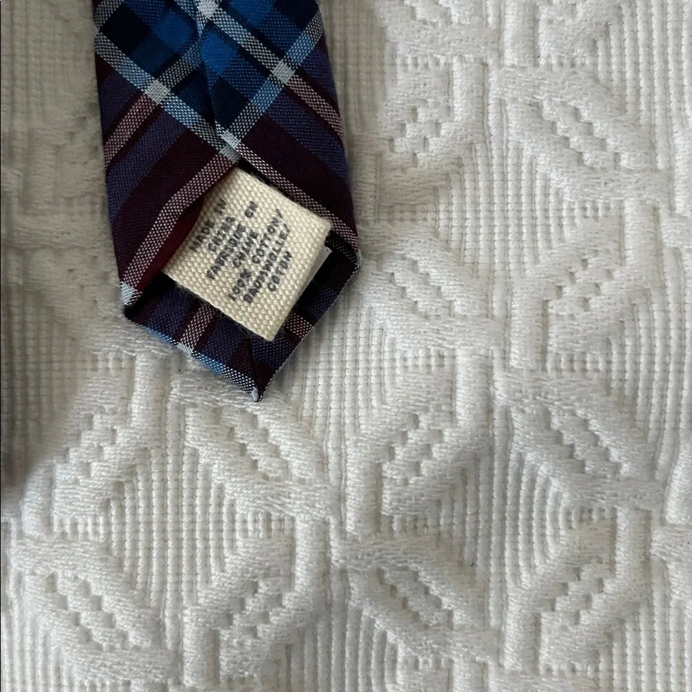 Lands End Kids Burgundy and Blue Plaid Tie